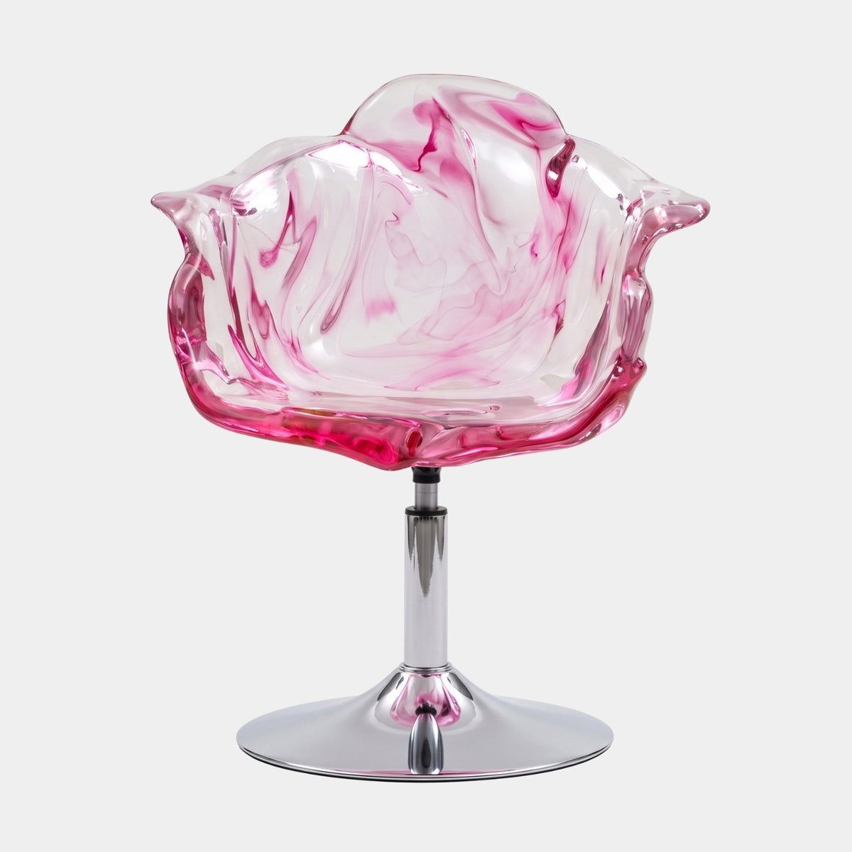 Clear & Pink Swirl Petal Resin Swivel Chair - 75cm