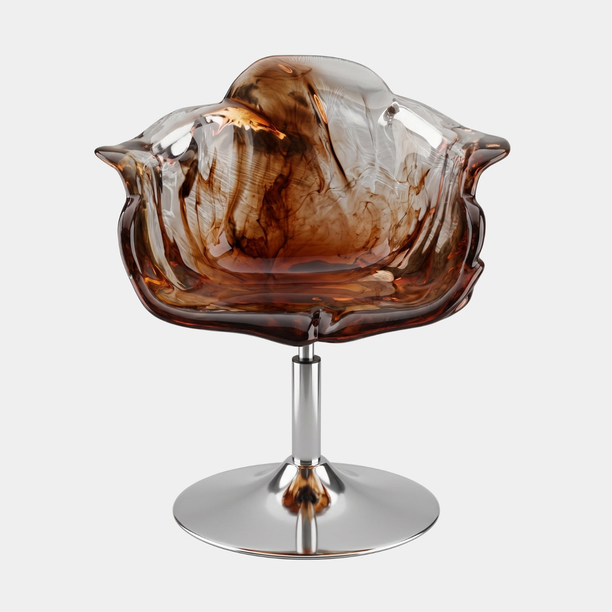Rust Brown Swirl Petal Resin Swivel Chair - 75cm