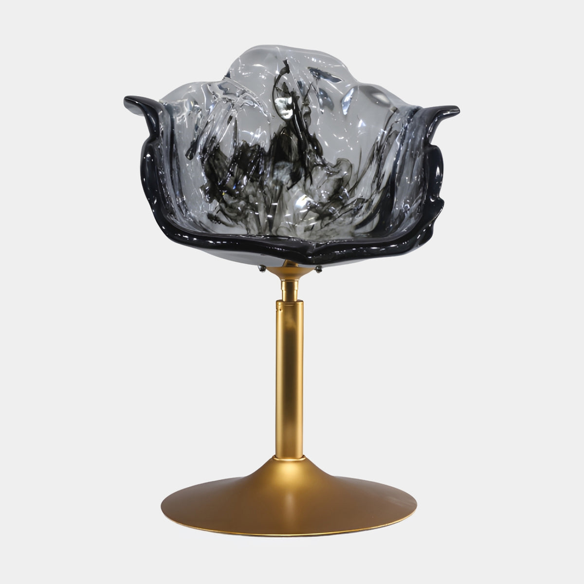 Clear & Black Petal Shell Resin Swivel Chair - 80cm