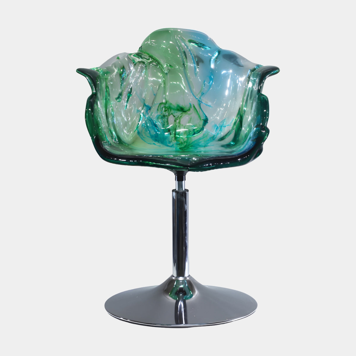 Sea Green Swirl Petal Resin Swivel Chair - 80cm