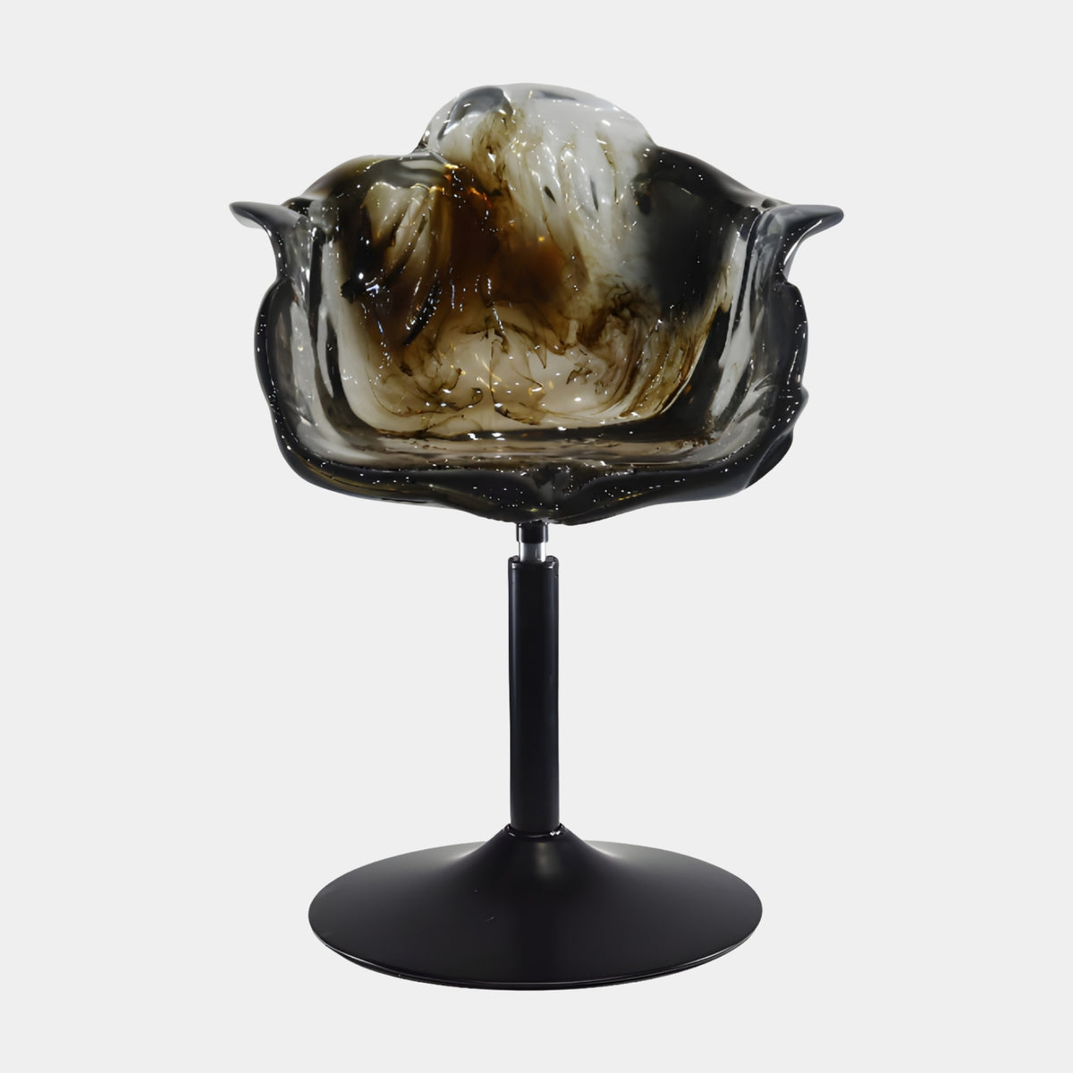 Smoked Brown Swirl Petal Resin Swivel Chair - 80cm