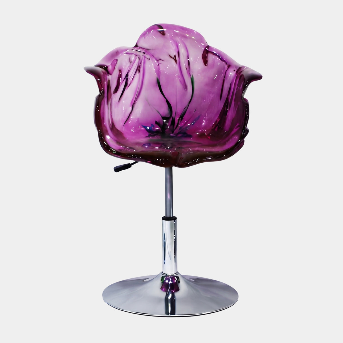 Magenta Swirl Petal Resin Swivel Chair - 80cm