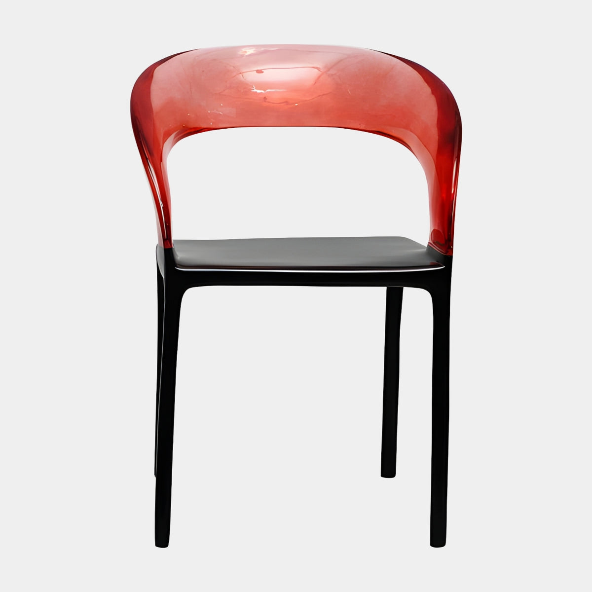 Red & Black Curved Back Resin Dining Chair - 75cm