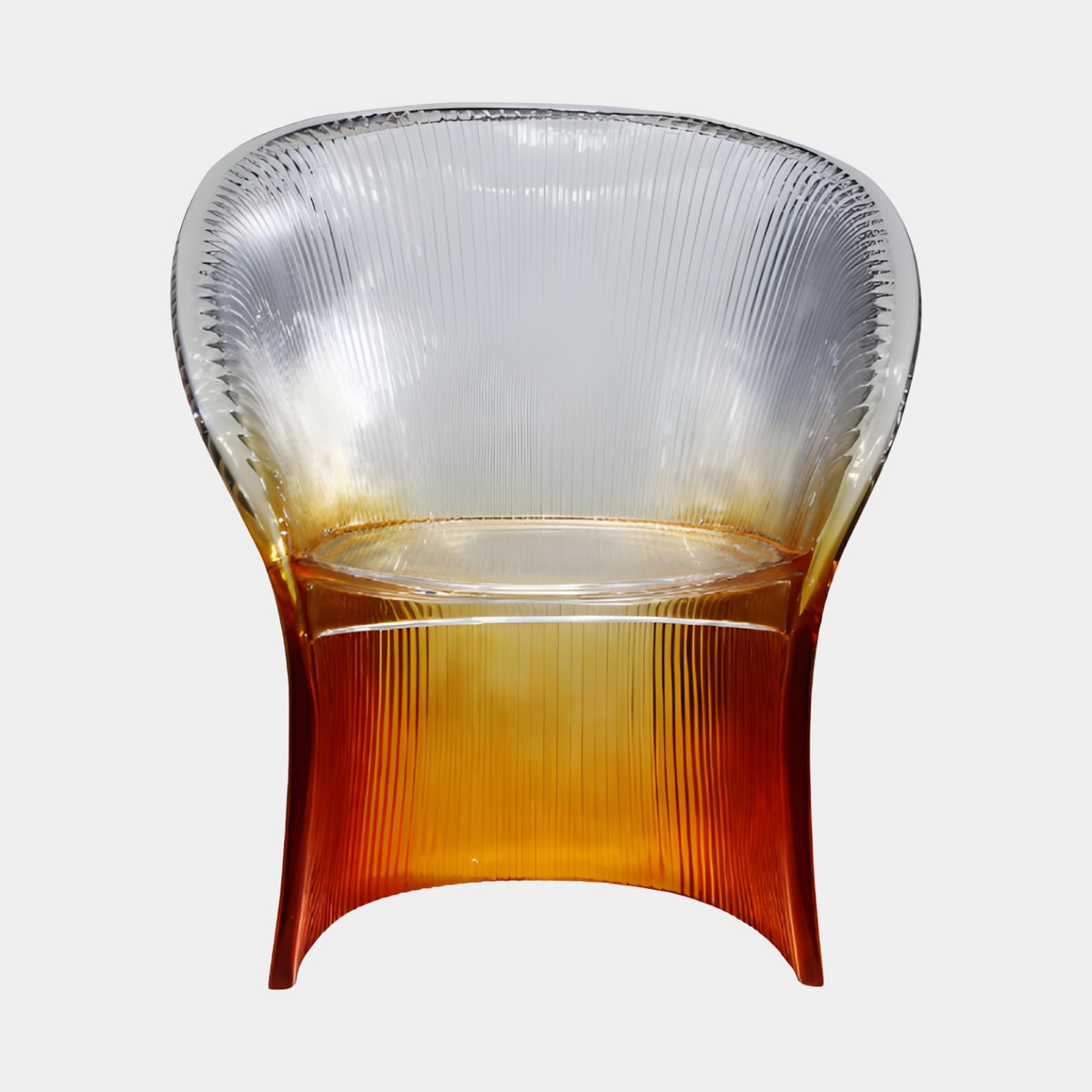 Clear & Amber Ribbed Resin Tub Chair - 78cm