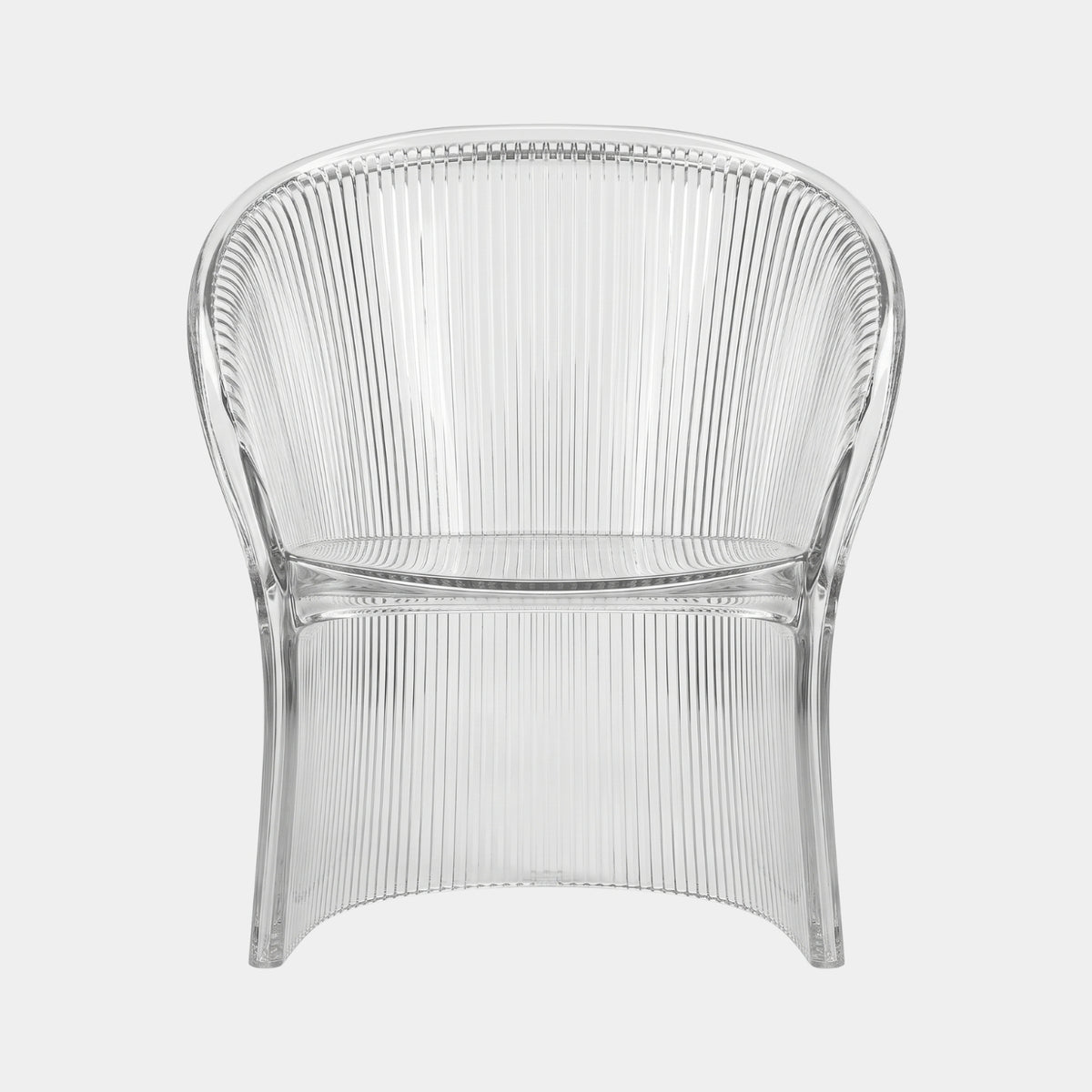 Clear Fluted Shell Resin Armchair - 82cm