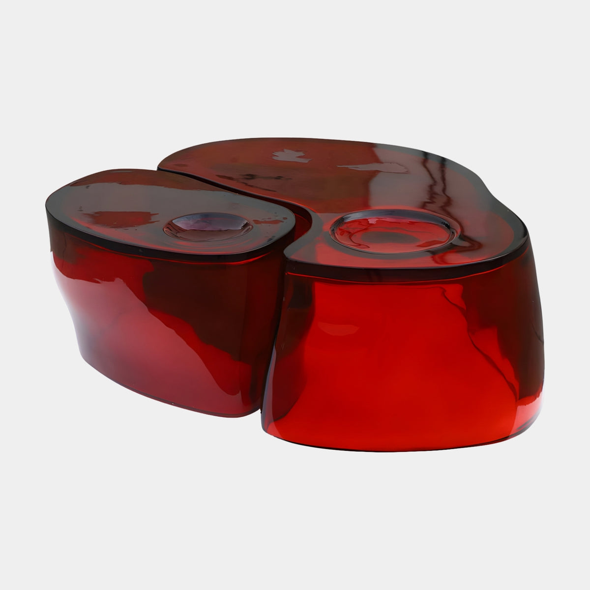 Red Teardrop Lobe Resin Coffee Table - 65/105cm
