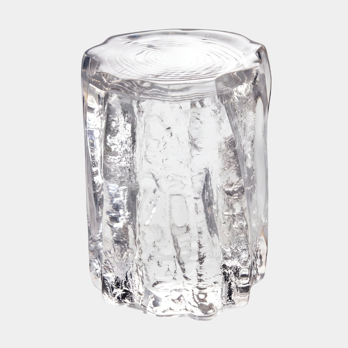 Colourless Bark Textured Cast Resin Stump Stool - 45cm