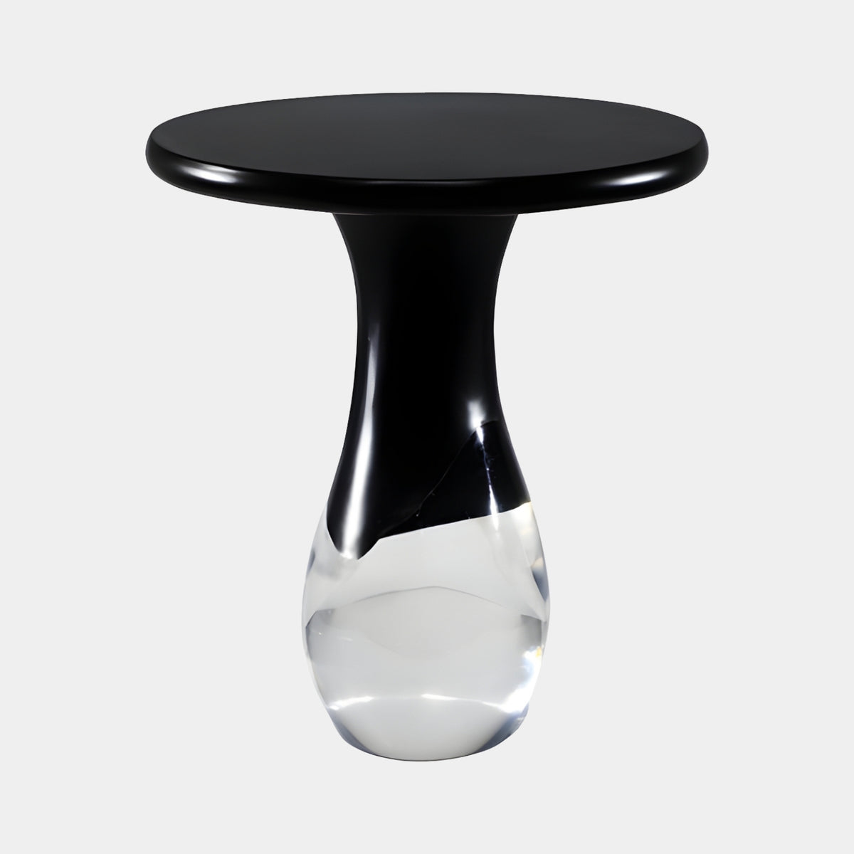 Black & Clear Waisted Pedestal Resin Side Table - 48cm
