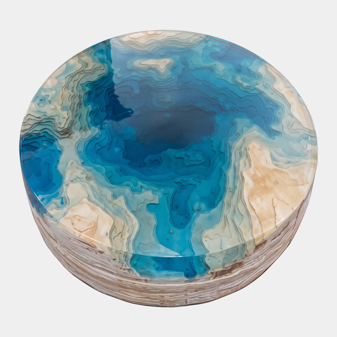 Blue Lagoon Timber Island Resin Round Table - 140cm