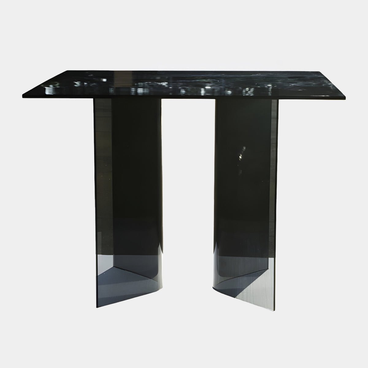 Smoked Grey Tempered Glass Console Table - 100cm