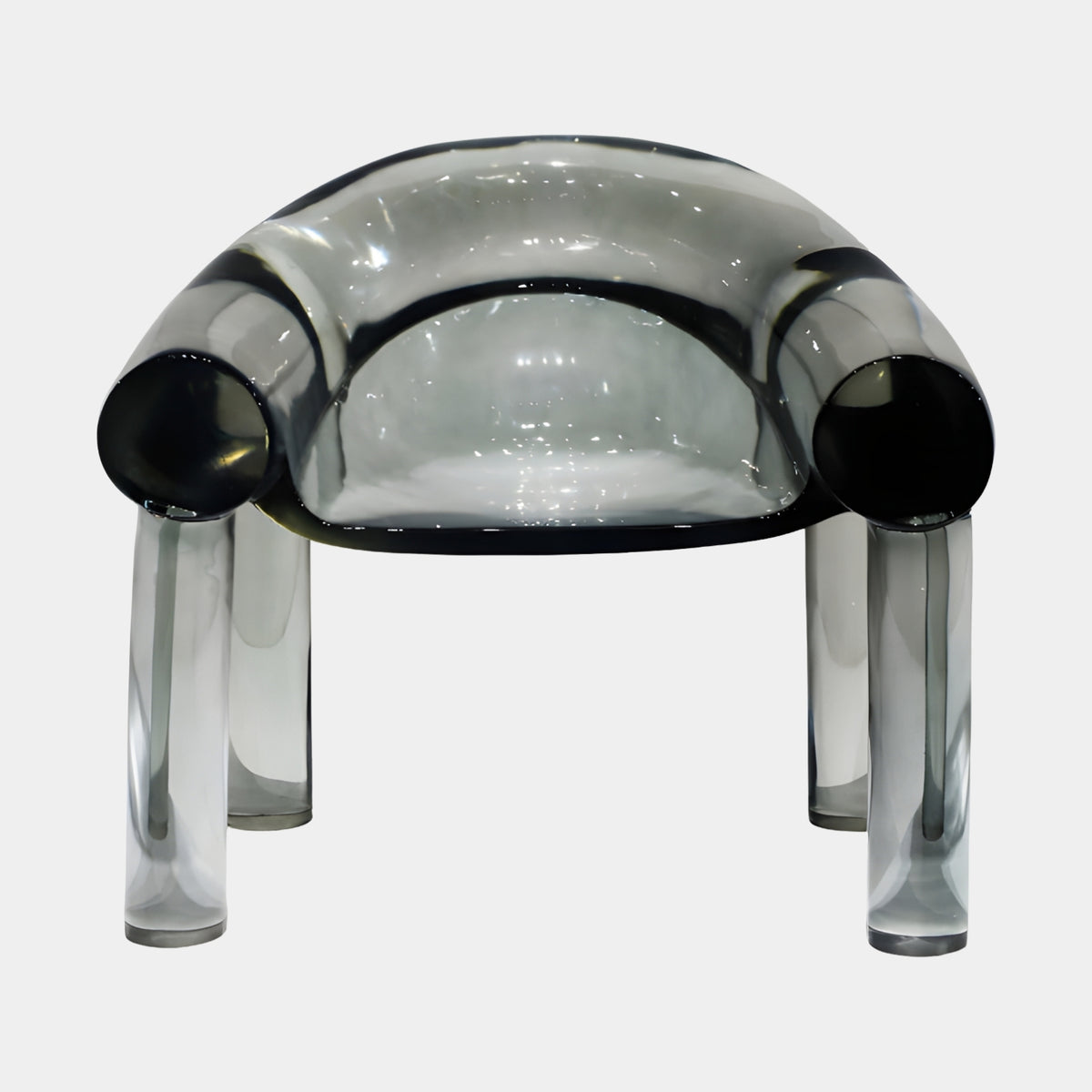 Smoked Grey Rolled Tube Cast Resin Armchair - 83cm