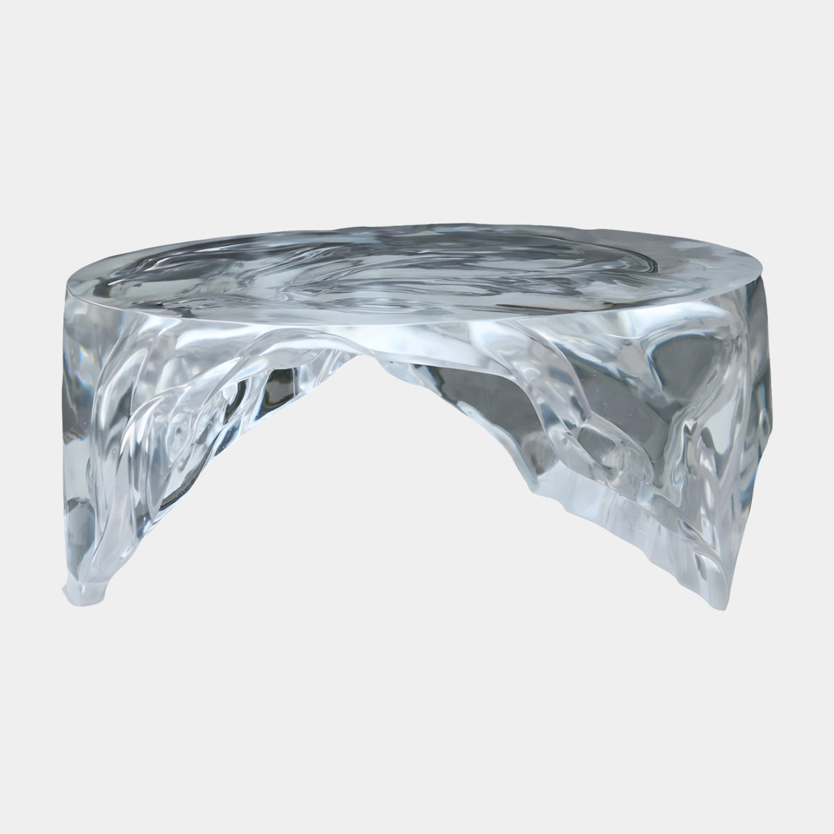 Colourless Eroded Skirt Cast Resin Low Table - 90cm