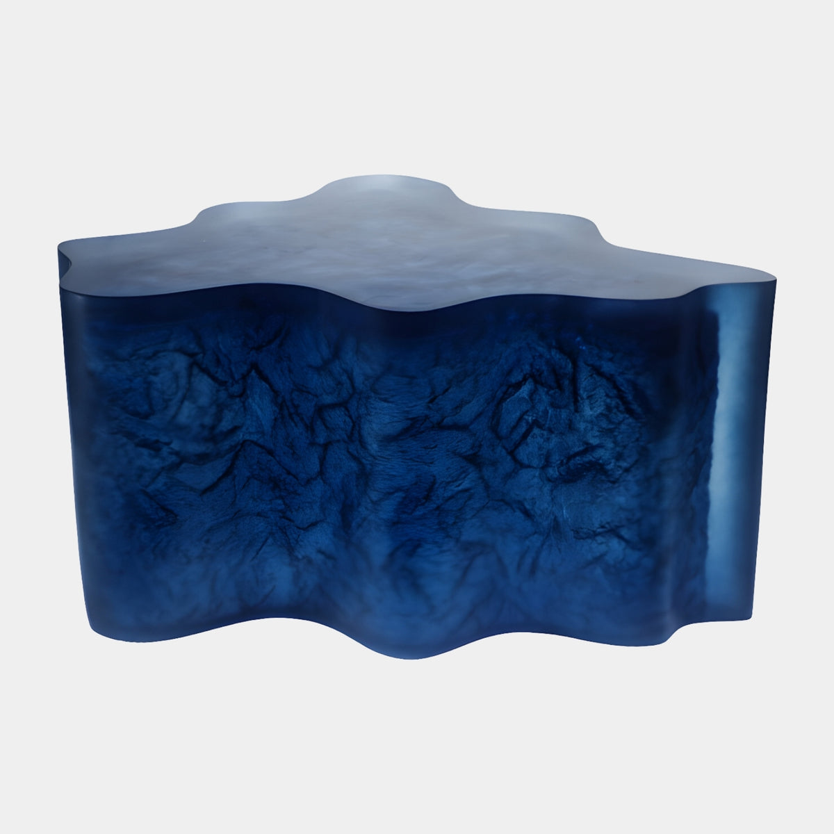 Deep Blue Wave Plan Cast Resin Low Table - 90cm