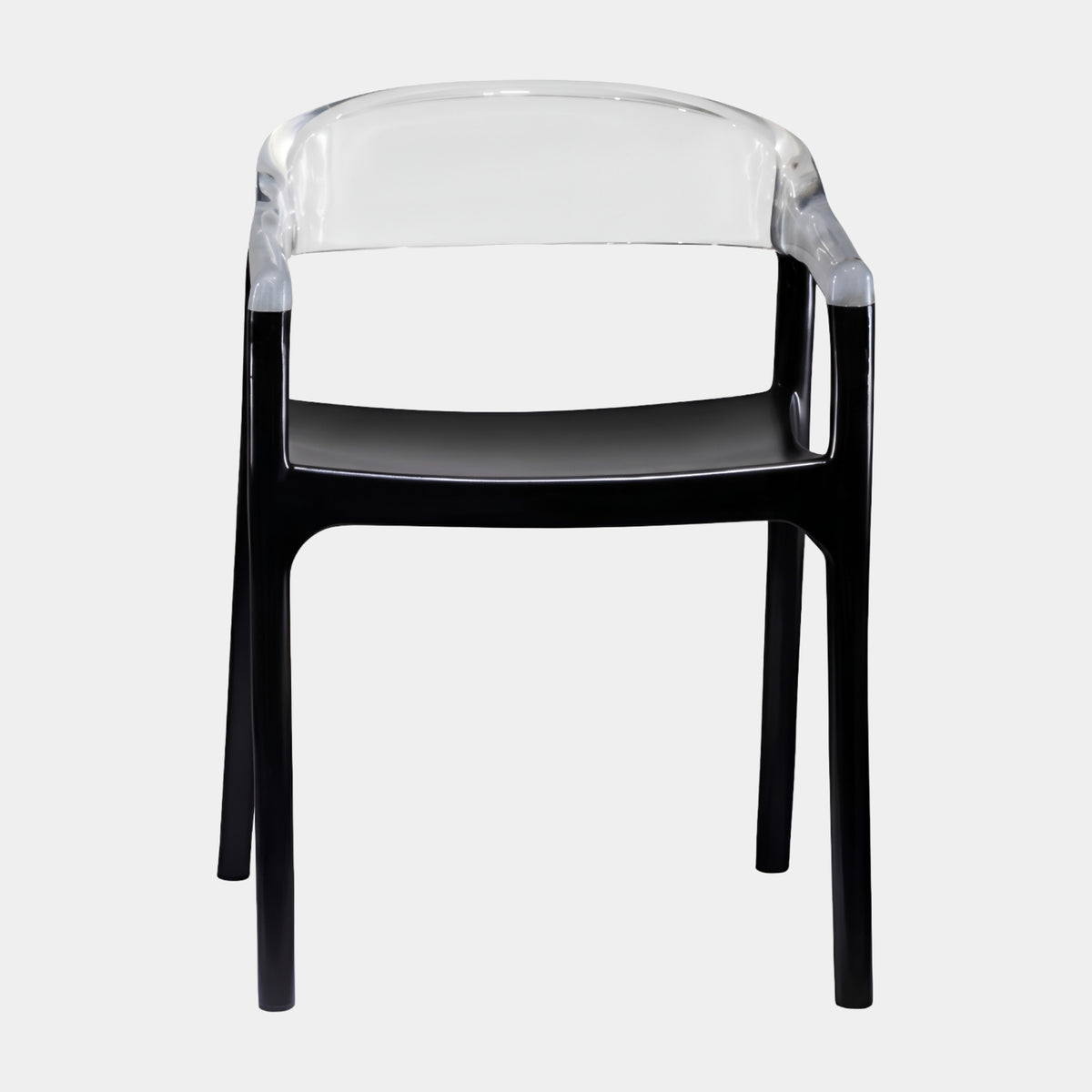 Clear Back & Black Frame Cast Resin Dining Chair - 75cm