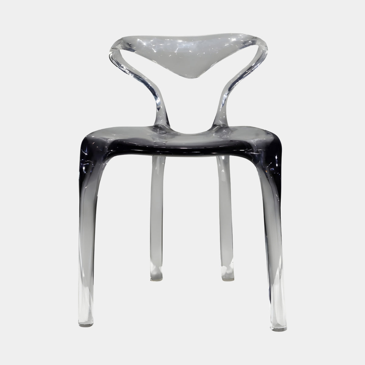 Smoke Grey & Clear Curved Rail Cast Resin Dining Chair - 75cm
