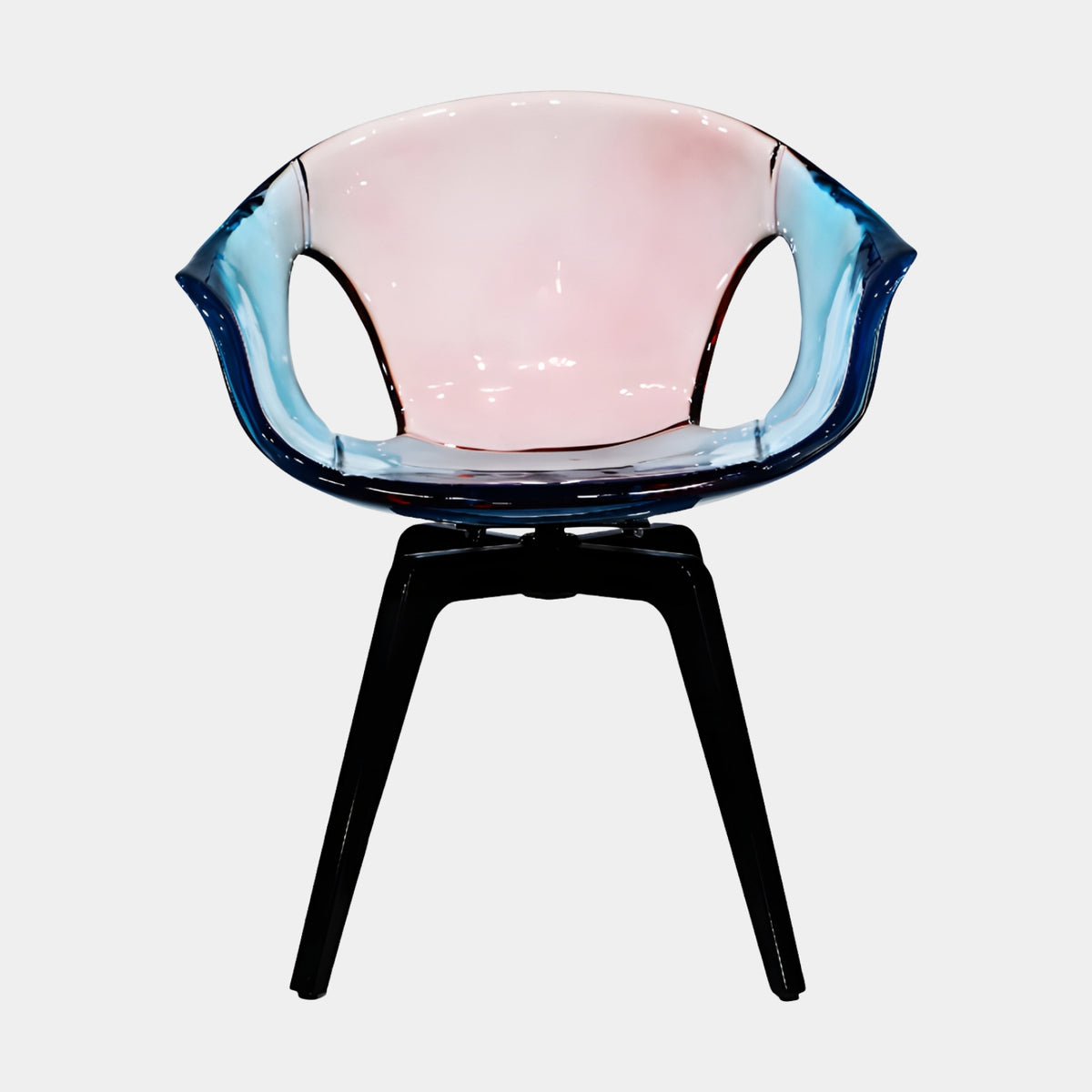 Blue Tub Shell & Timber Base Resin Armchair - 78cm