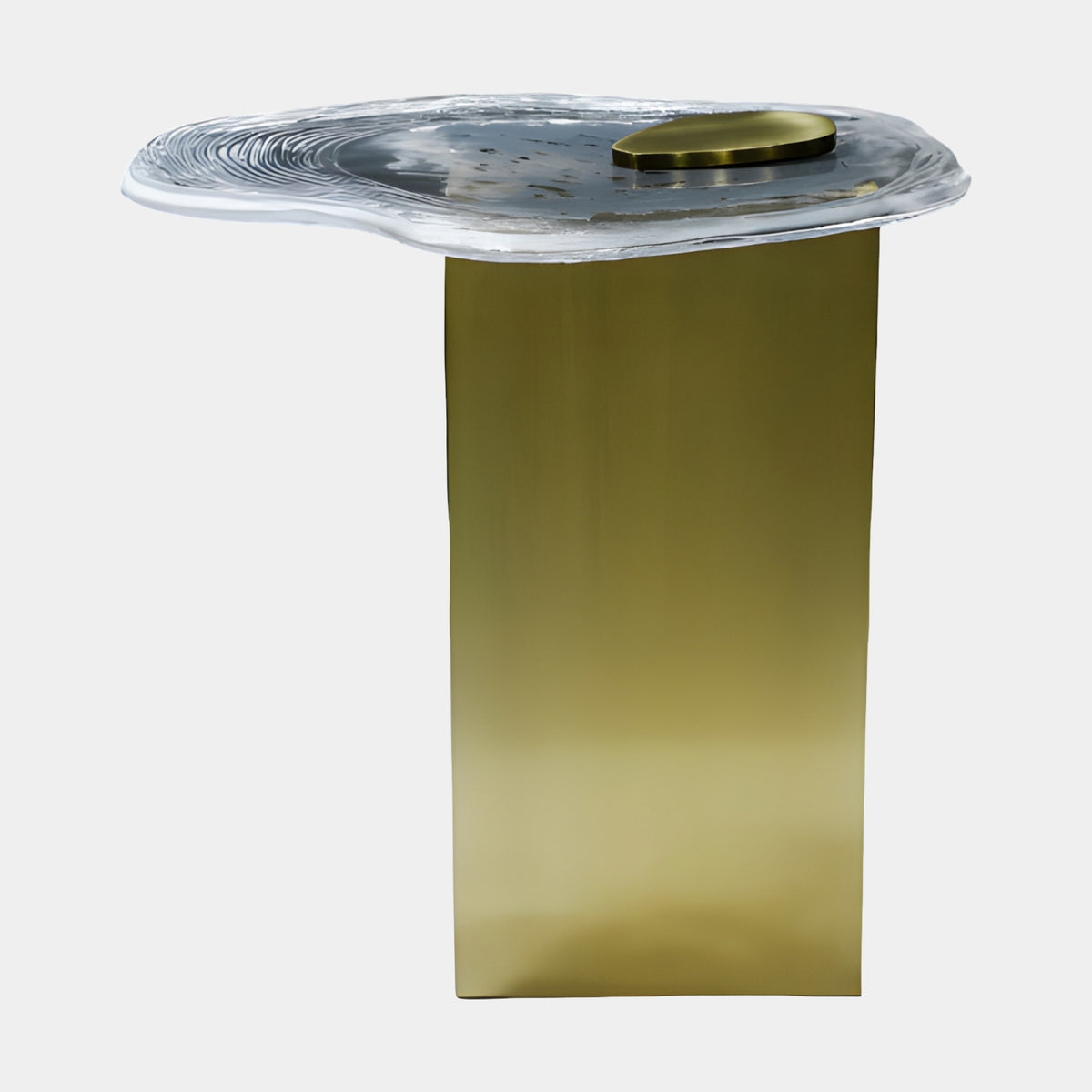 Clear Free-Form Top & Brass Column Side Table - 48cm
