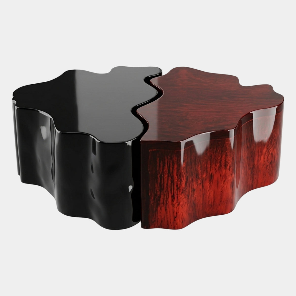 Forged Steel & Red Resin Two-Half Low Table - 105cm