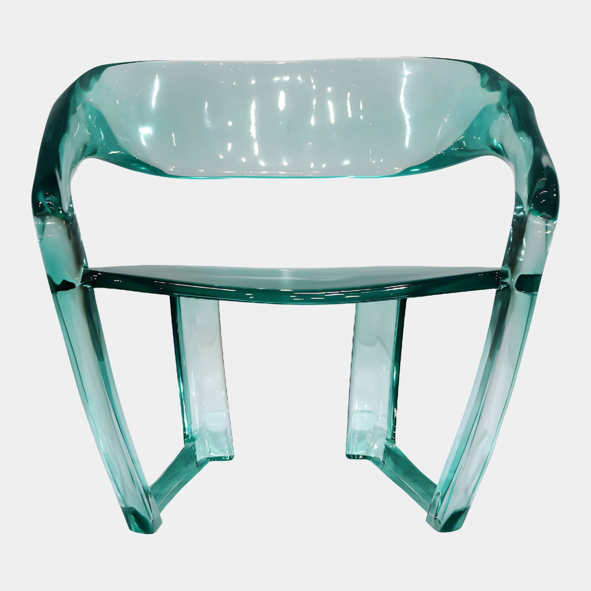 Sea Green Broad Band Cast Resin Armchair - 72cm
