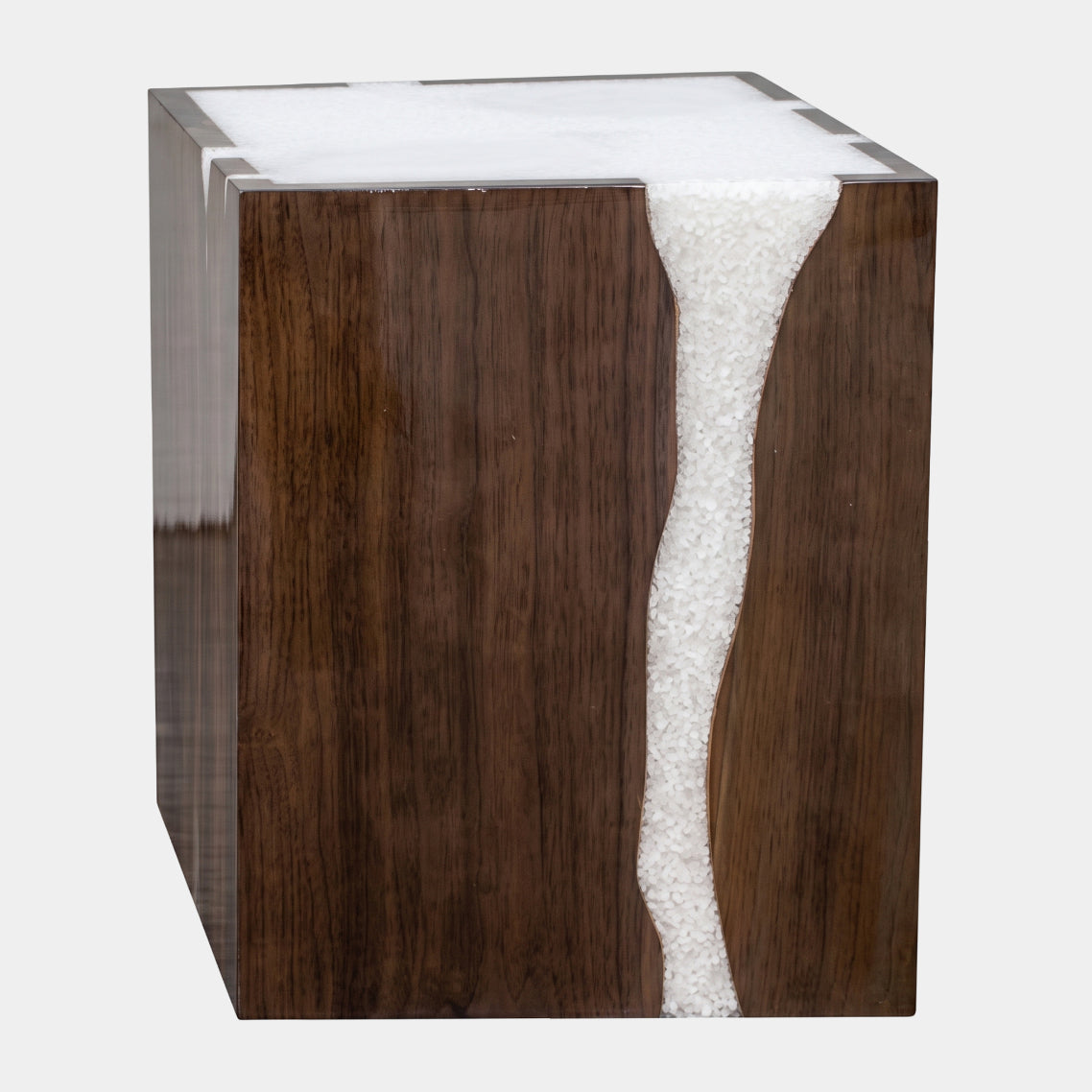 Dark Timber & Pale Seam Clear Resin Block Table - 50cm