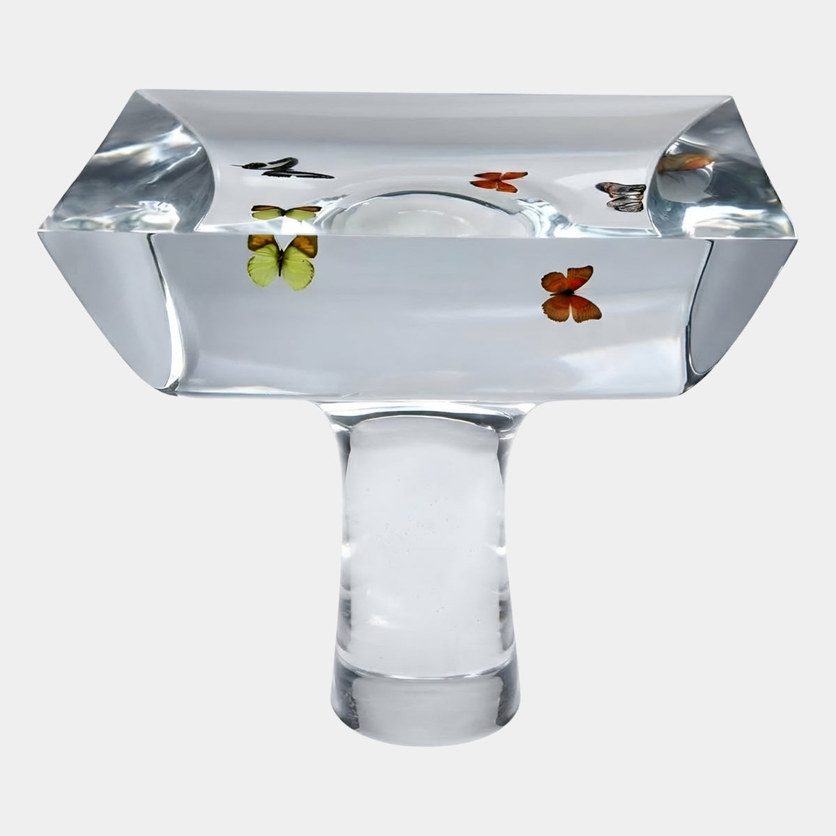 Clear Set Butterfly Cast Resin Pedestal Dish - 48cm
