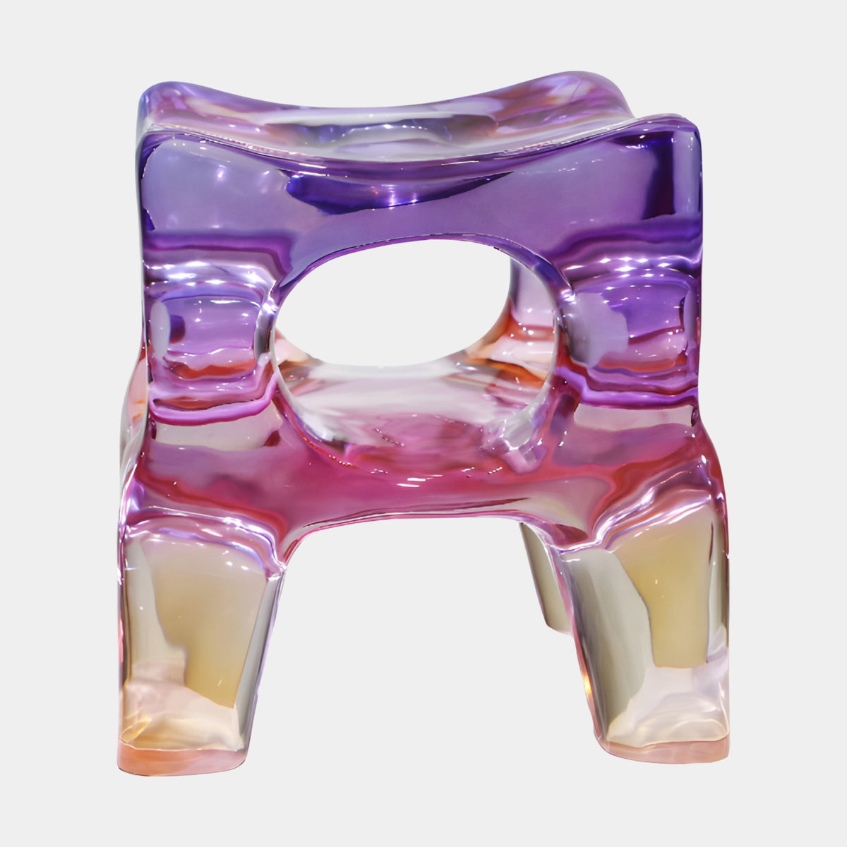 Violet, Pink & Amber Pierced Cast Resin Stool - 45cm