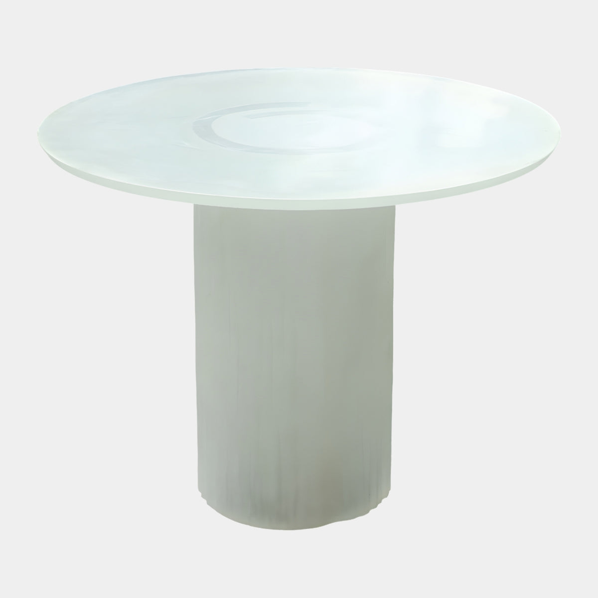 White Jade Effect Fluted Column Round Table - 90cm