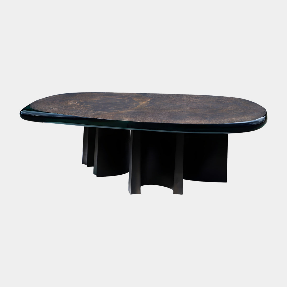 Bronze Etched Brass Top Oval Coffee Table - 120cm
