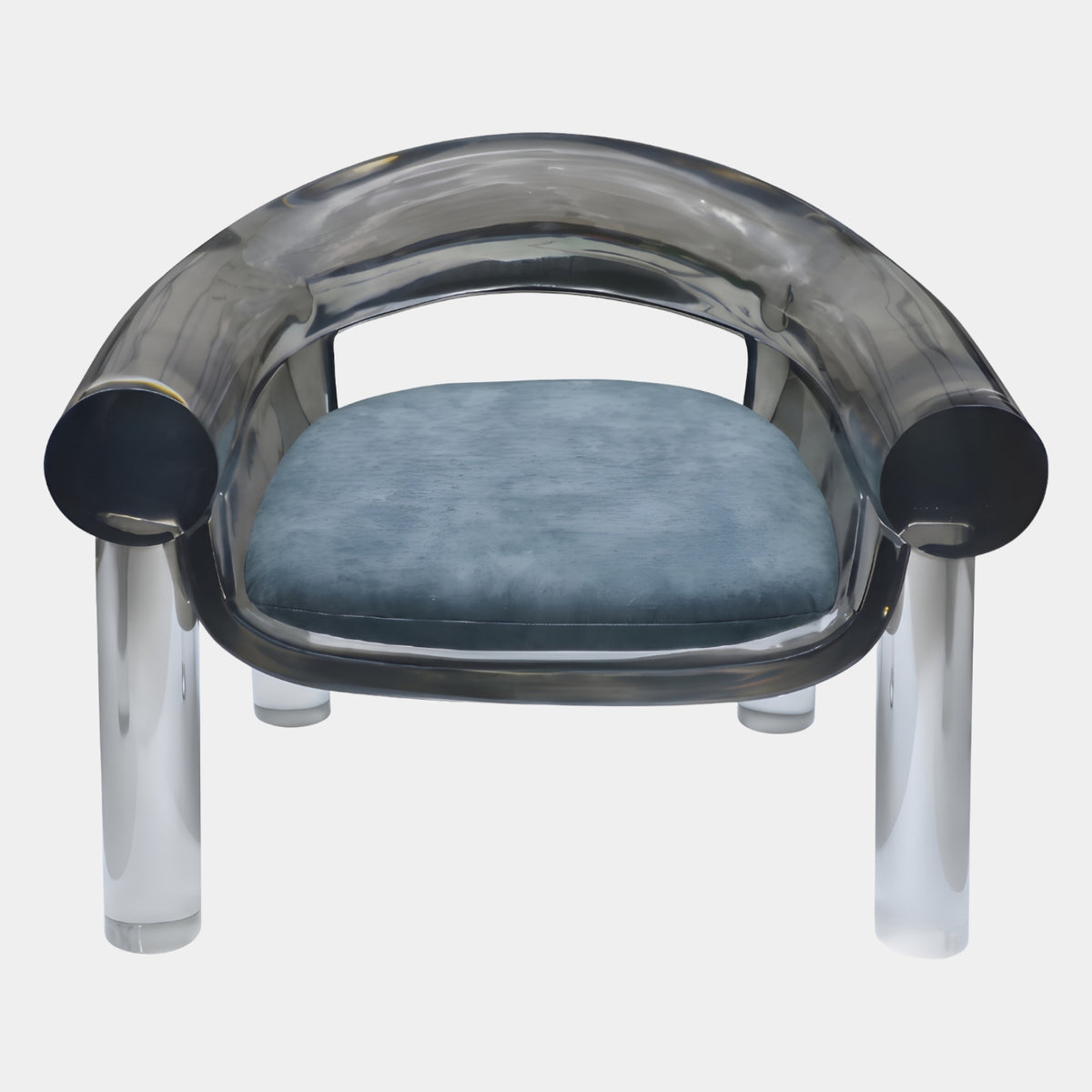 Smoked Grey Tube Frame Resin Armchair - 85cm