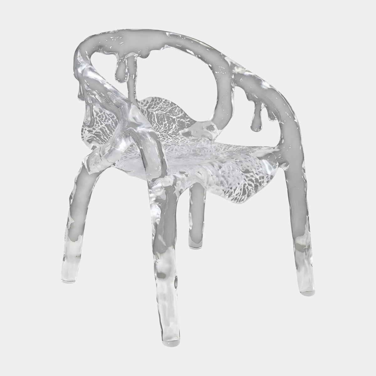 Clear Molten Form Cast Resin Armchair - 74cm