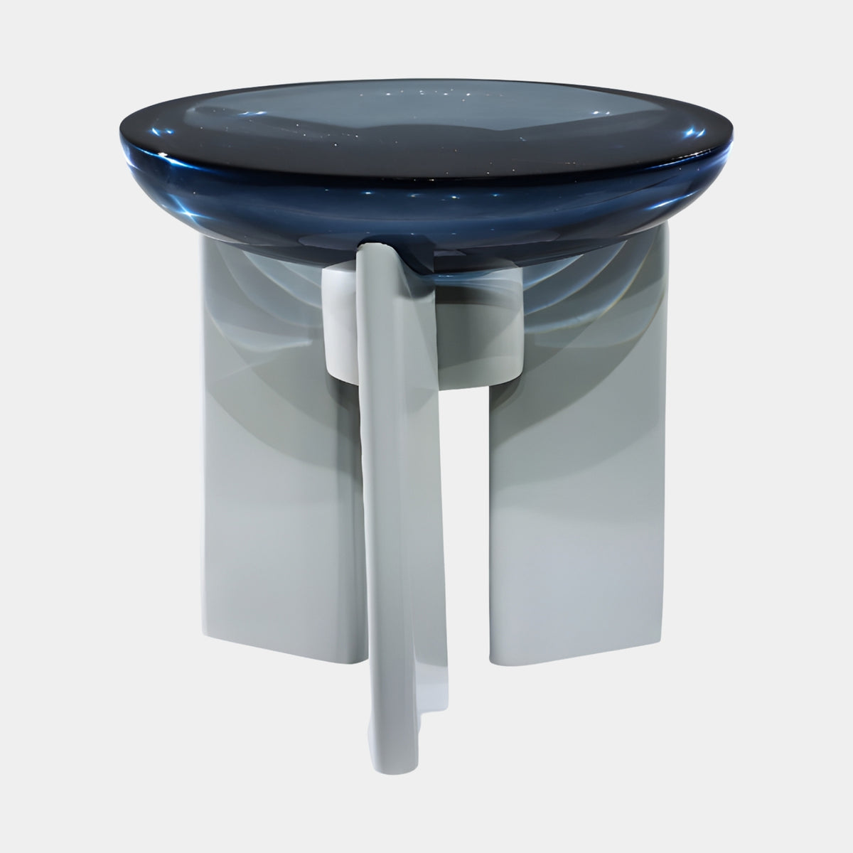 Deep Blue Lens Top Cast Resin Side Table - 40cm