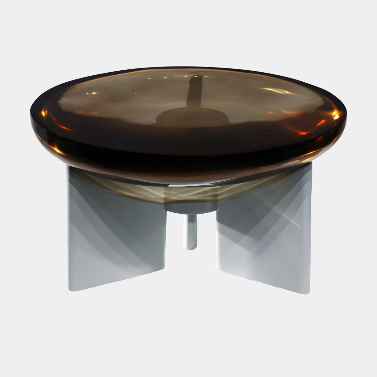 Amber Lens Top Fibreglass Base Low Table - 60cm
