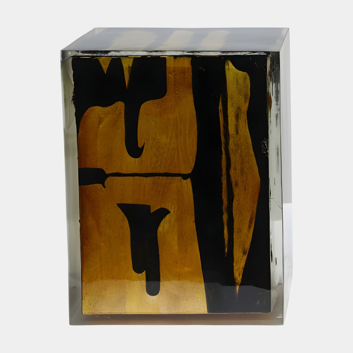 Black Marked Timber Clear Resin Block Table - 40cm