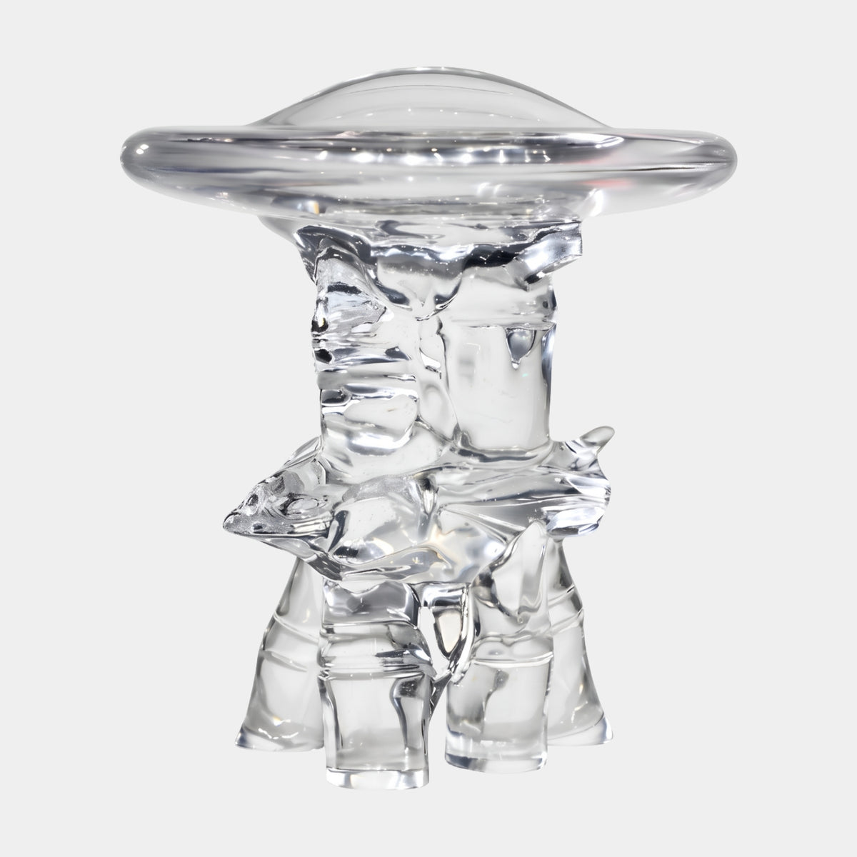 Colourless Domed Top Clustered Leg Side Table - 50cm