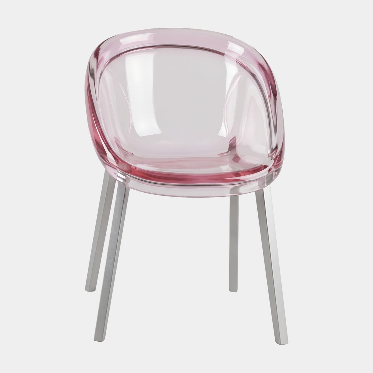 Blush Pink Rolled Rim Cast Resin Tub Chair - 78cm