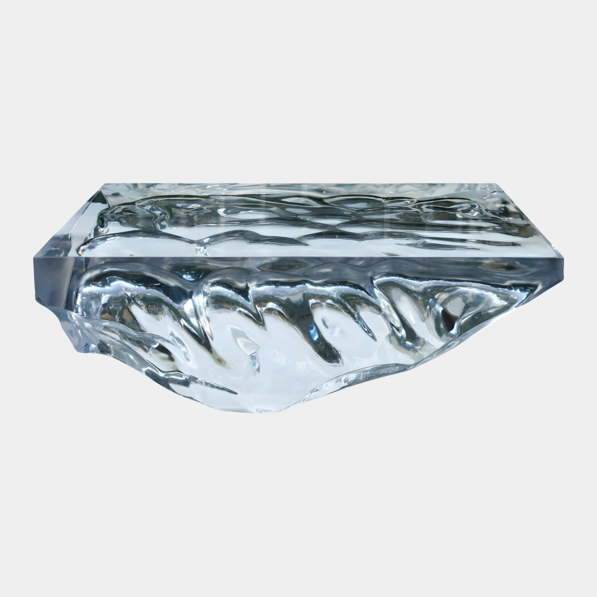 Colourless Rippled Keel Cast Resin Low Table - 120cm