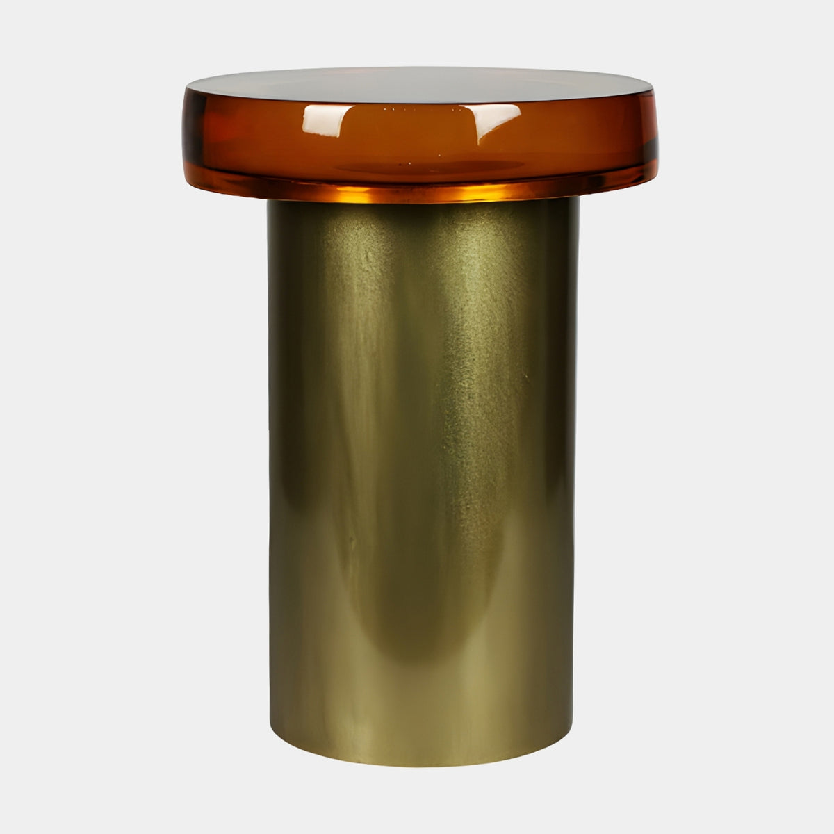Amber Resin Disc & Gold Column Side Table - 47cm