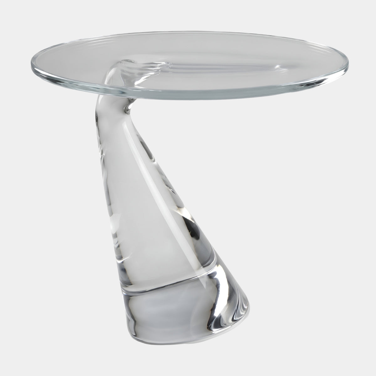 Colourless Dished Top Cone Base Resin Side Table - 80cm