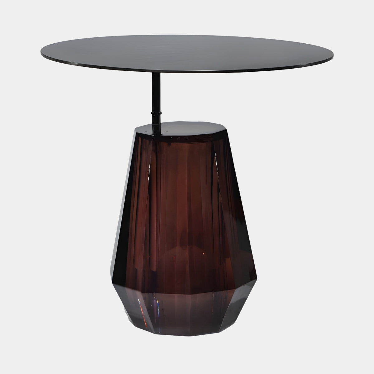 Aubergine Faceted Base Black Top Resin Side Table - 48cm
