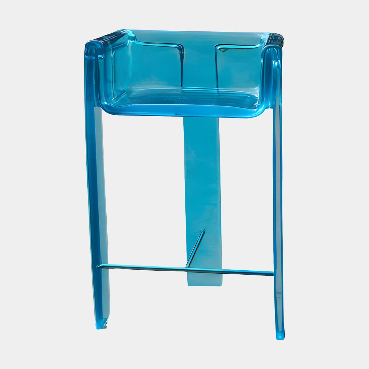 Blue Bucket Seat Cast Resin Counter Stool - 87cm