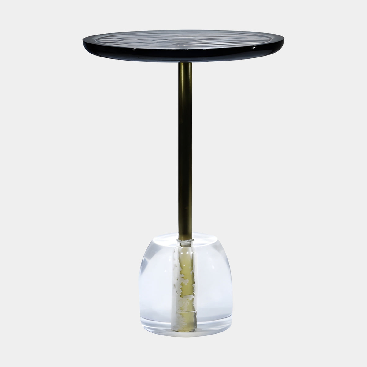 Black Top Brass Column Cast Resin Drinks Table - 50cm