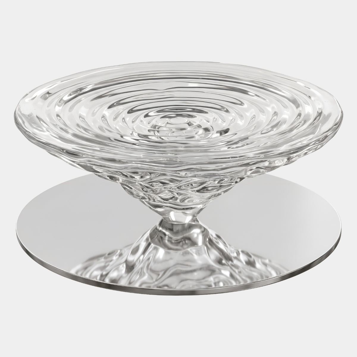 Colourless Ringed Bowl Resin & Mirror Coffee Table - 118cm
