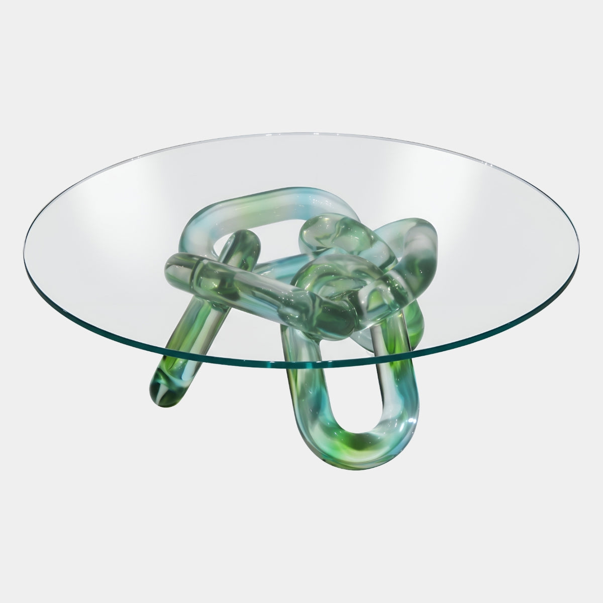 Green Knotted Link Cast Resin & Glass Coffee Table - 100cm