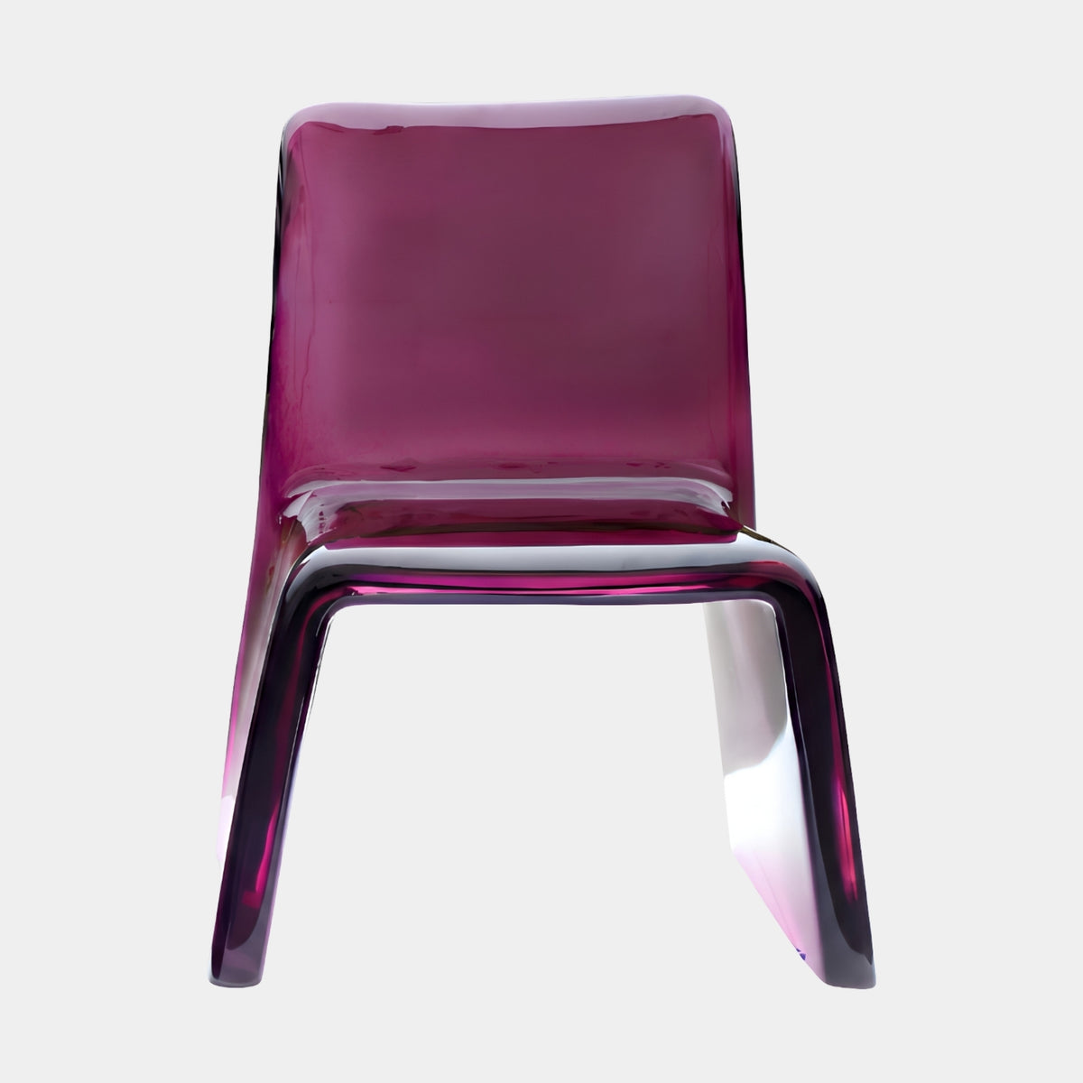 Purple Shell Back Runner Leg Cast Resin Chair - 83cm, translucent glossy purple resin with a continuous curved back and seat on flared runner legs, shown against a plain white background.