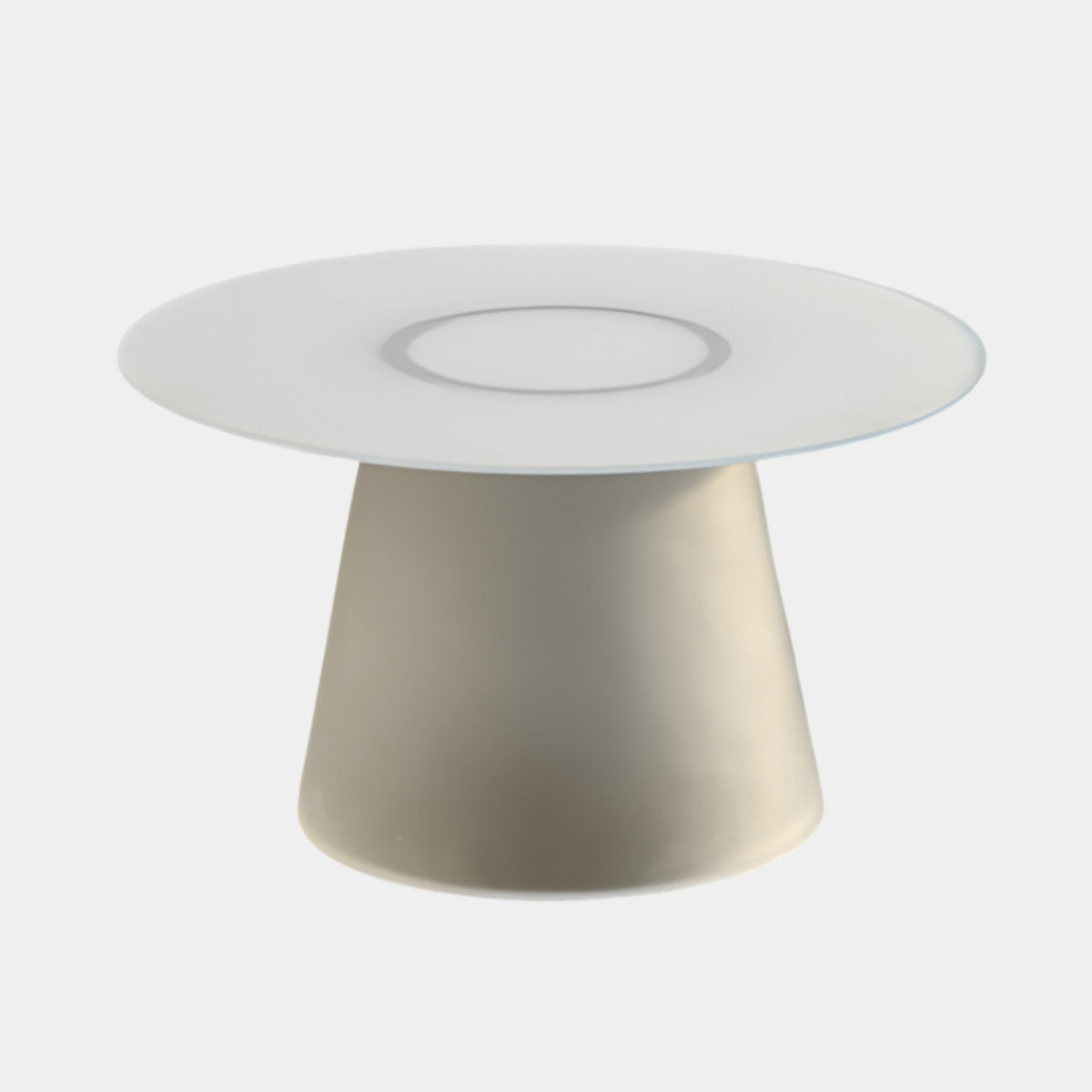 Beige Cone Base Frosted Glass Ring Top Table - 80cm