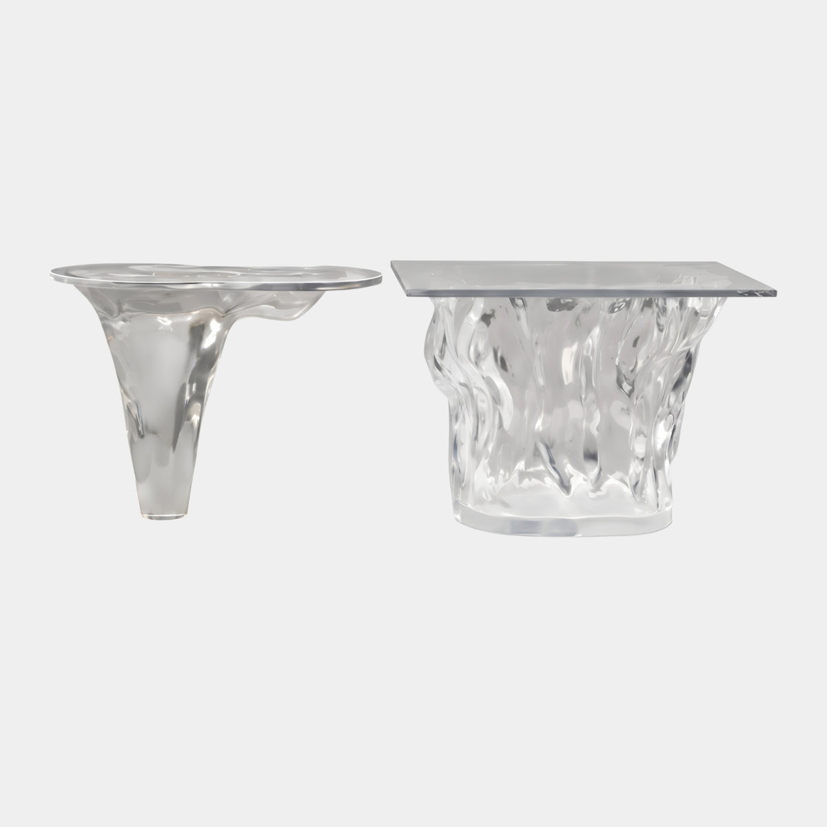 Clear Cast Resin Slab Table Base in Two Designs - 77/96cm