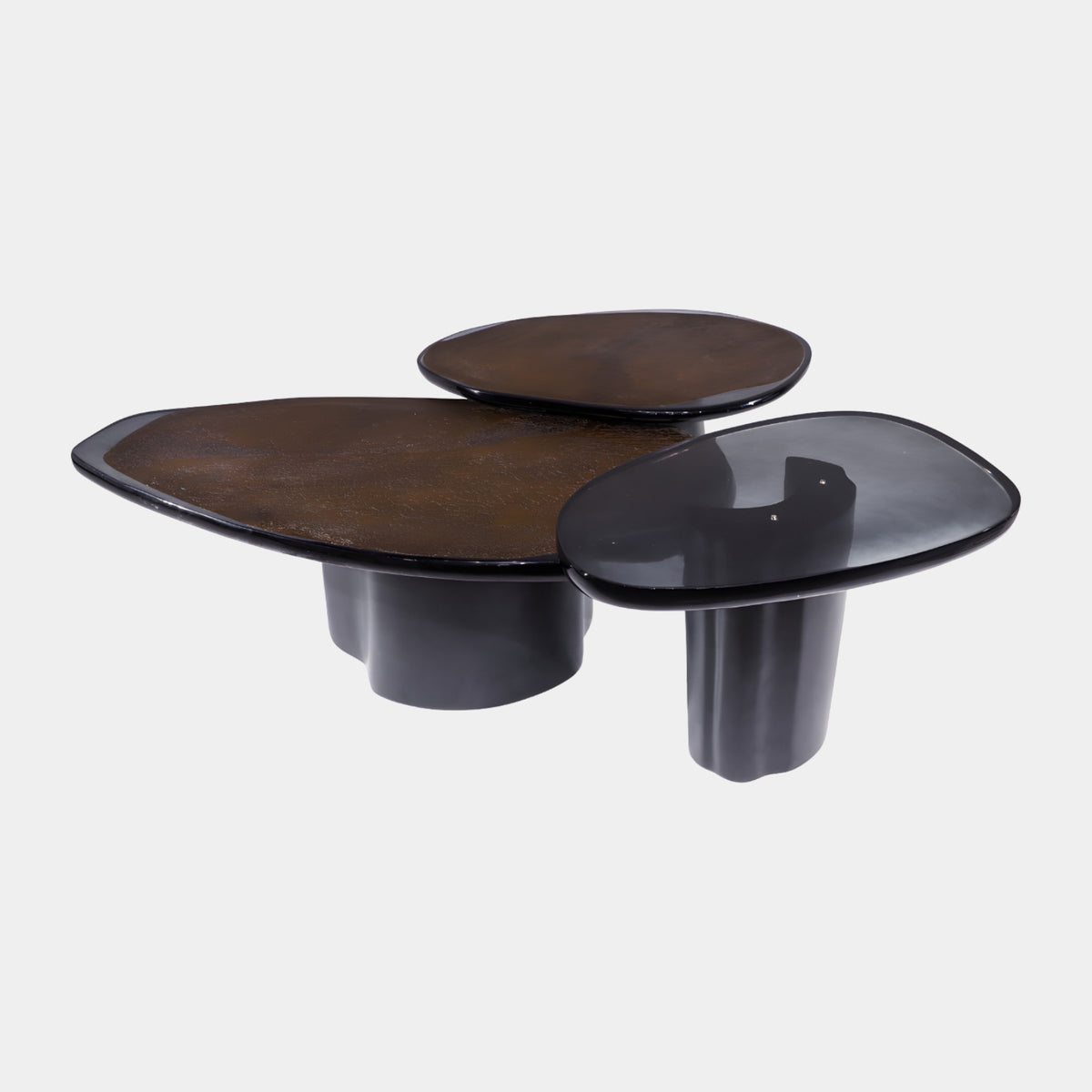 Brown & Smoke Pebble Interlocking Table Set of Three - 180cm