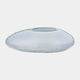 Frosted Pebble Form Resin Low Table in translucent white, oval pebble shape with rippled texture and offset circular well, on a plain white background.