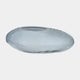 Frosted Pebble Form Resin Low Table in translucent grey, water-worn oval shape with dimpled flanks and an offset circular well, shown on a plain white background.