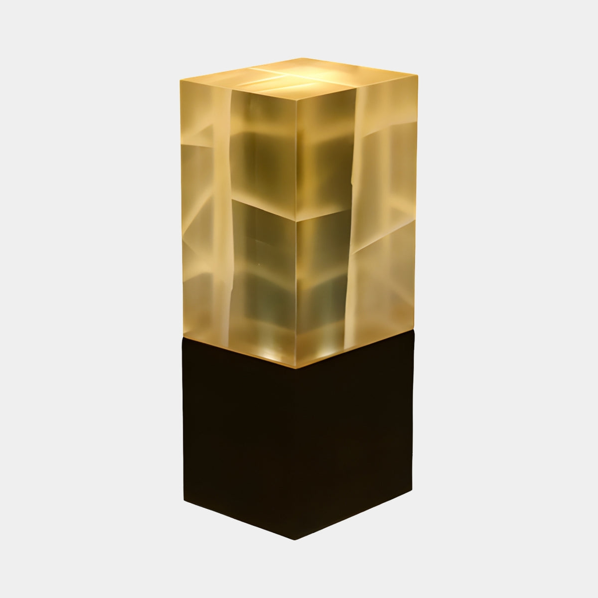 Clear Crackle Lit Resin Block Pedestal - 85cm